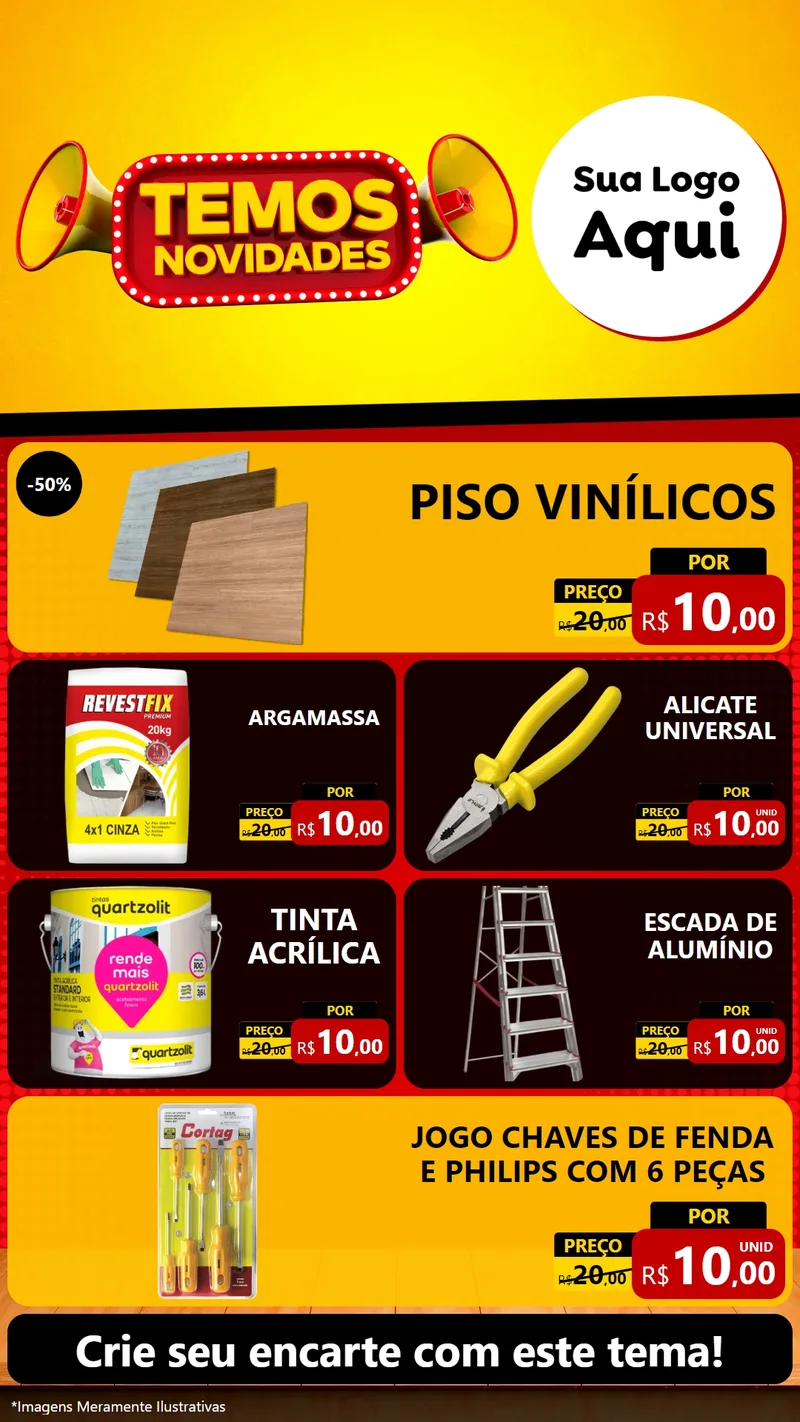 Modelo de TV para TV Vertical com o tema Temos Novidades para Material para Construção
