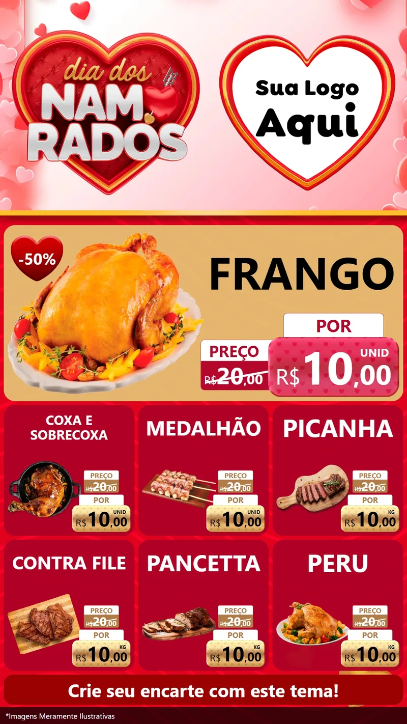 Modelo de Rede Social para Stories com o tema Dia dos Namorados para Assados