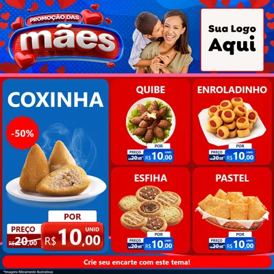Modelo de Rede Social para Feed Facebook com o tema Promoção das Mães para Salgadaria