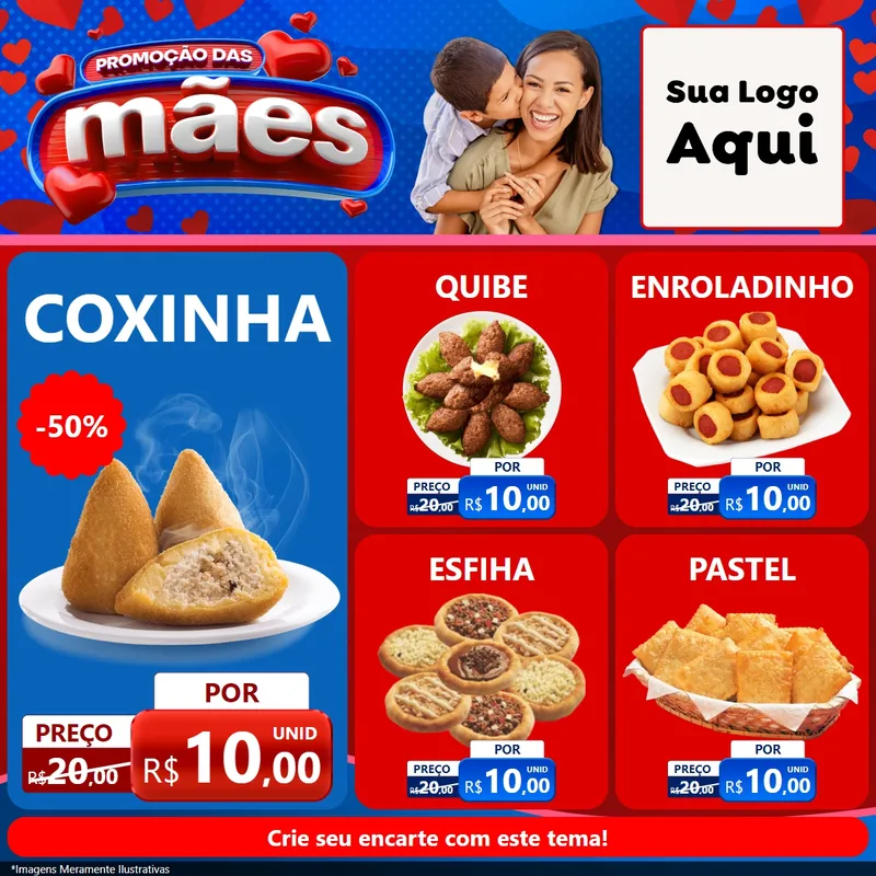 Modelo de Rede Social para Feed Facebook com o tema Promoção das Mães para Salgadaria