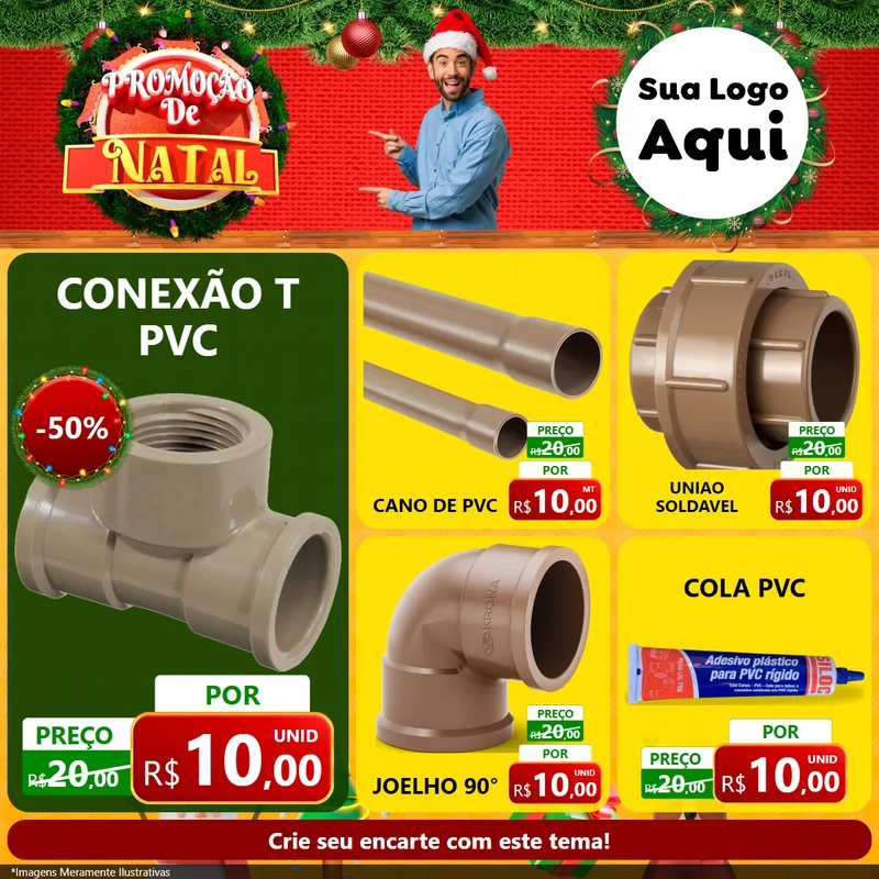 Modelo de Rede Social para Feed Facebook com o tema Promoção de Natal para Tubos e conexões