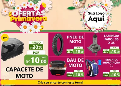 Modelo de Encarte para Encarte A4 Horizontal com o tema Ofertas de Primavera para Moto peças