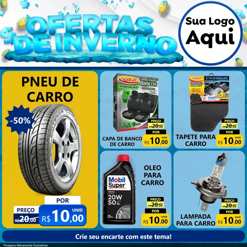 Modelo de Rede Social para Feed Facebook com o tema Ofertas de Inverno para Auto peças