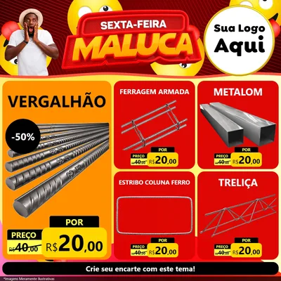 Modelo de Rede Social para Feed Facebook com o tema Sexta-feira Maluca para Ferragens