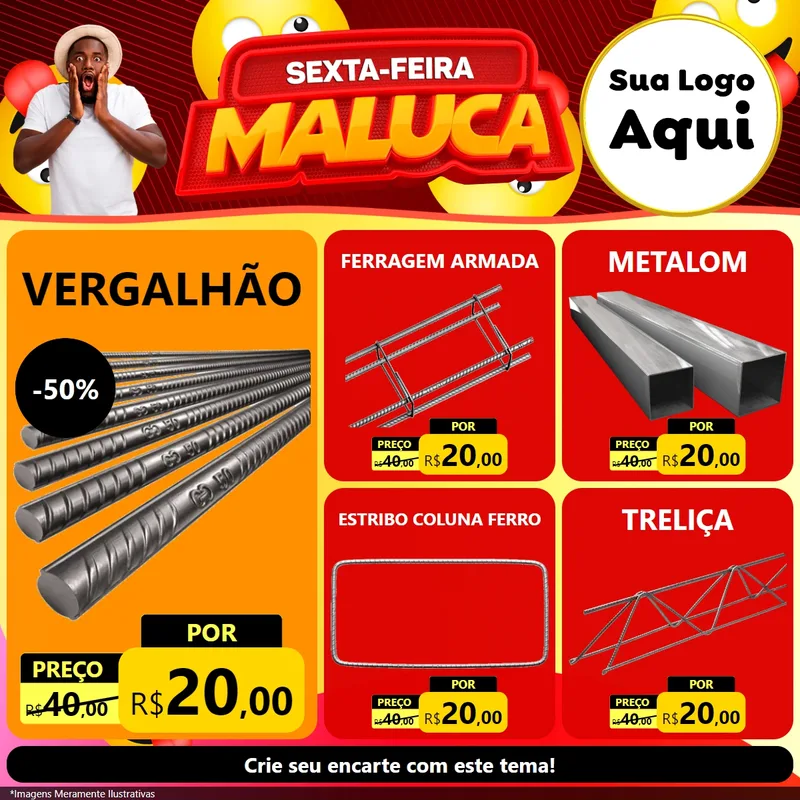 Modelo de Rede Social para Feed Facebook com o tema Sexta-feira Maluca para Ferragens