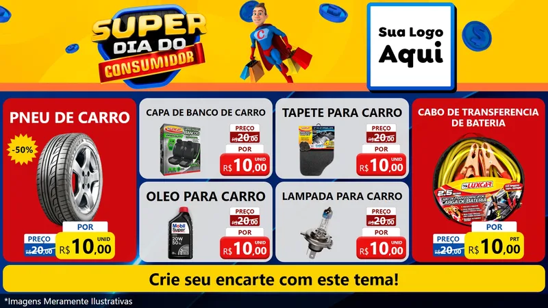 Modelo de TV para TV Horizontal com o tema Super Dia do Consumidor para Auto peças