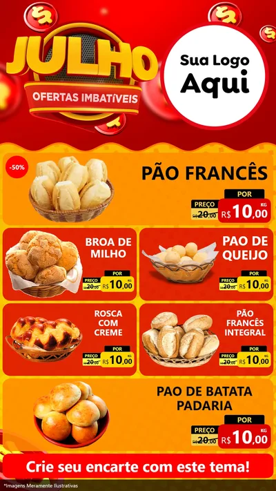 Modelo de TV para TV Vertical com o tema Julho Ofertas Imbatíveis para Padaria