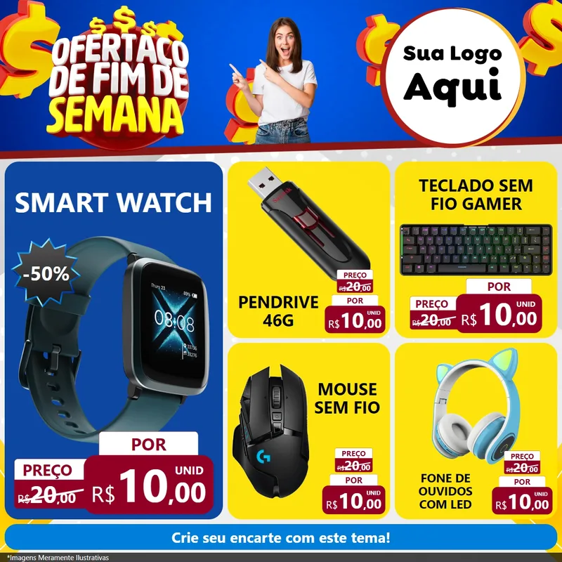 Modelo de Rede Social para Feed Facebook com o tema Ofertaço de Fim de Semana para Informática