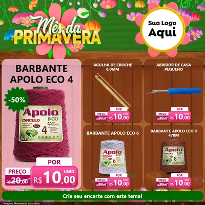 Modelo de Rede Social para Feed Facebook com o tema Mês da Primavera para Armarinho e Aviamentos