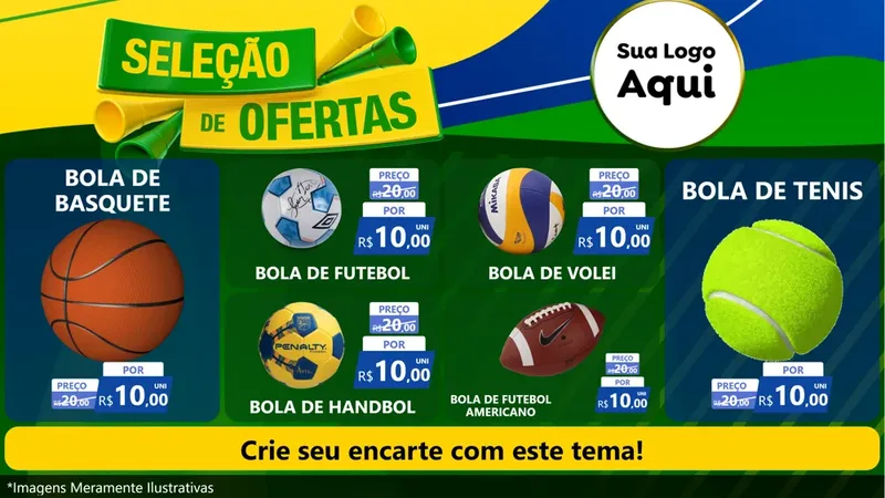 Modelo de TV para TV Horizontal com o tema Seleção de Ofertas - Copa para Artigos Esportivos