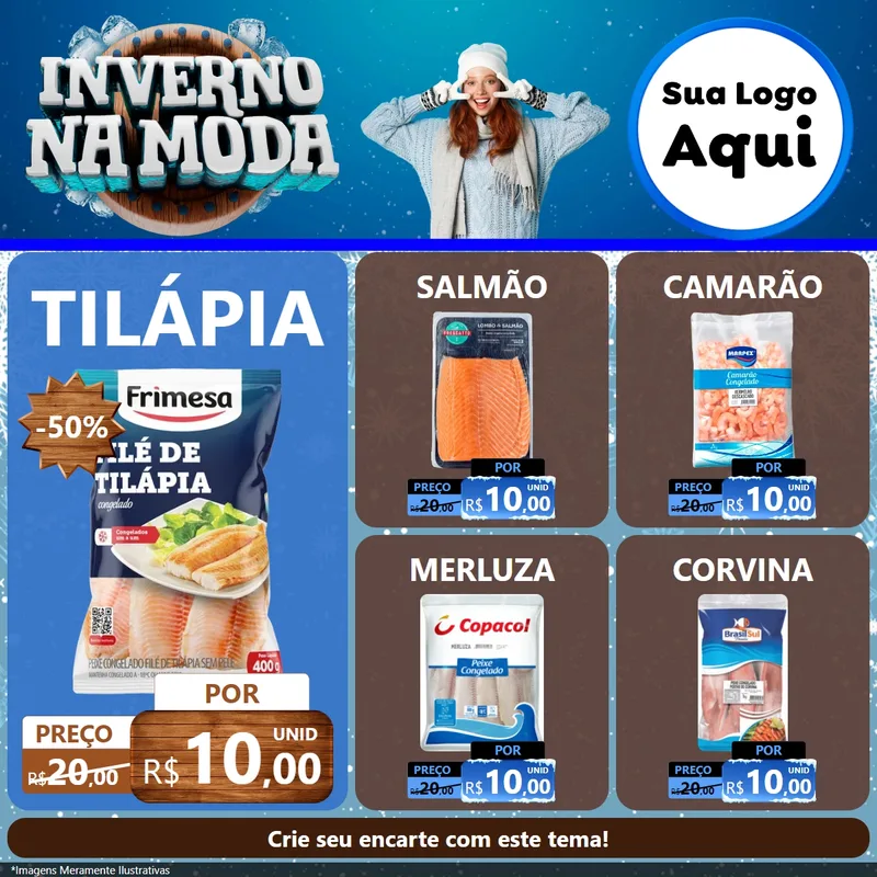 Modelo de Rede Social para Feed Facebook com o tema Inverno na Moda para Peixaria