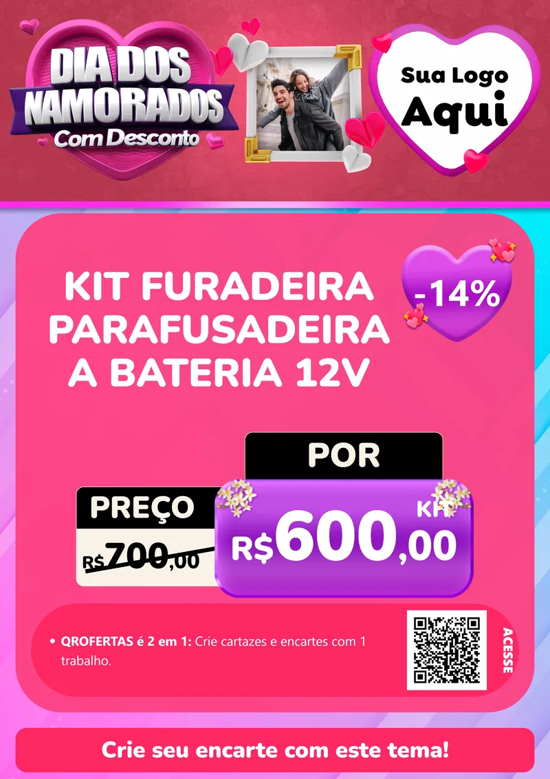 Modelo de Cartaz para Cartaz A4 Vertical com o tema Dia Dos Namorados Com Desconto para Maquinas e Ferramentas