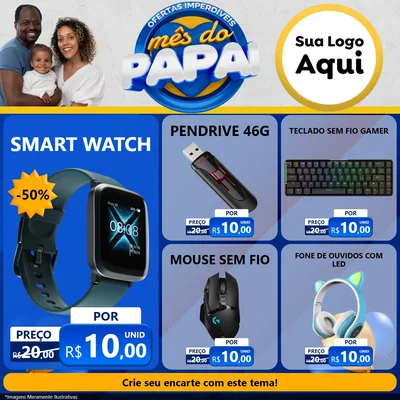 Modelo de Rede Social para Feed Facebook com o tema Ofertas Imperdíveis Mês Do Papai para Informática