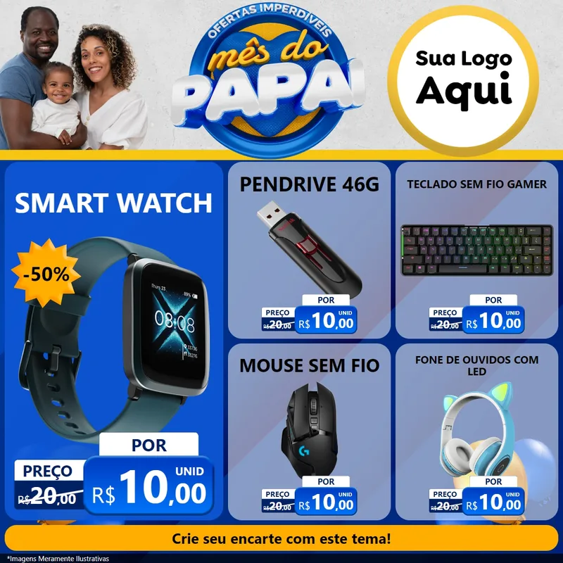 Modelo de Rede Social para Feed Facebook com o tema Ofertas Imperdíveis Mês Do Papai para Informática
