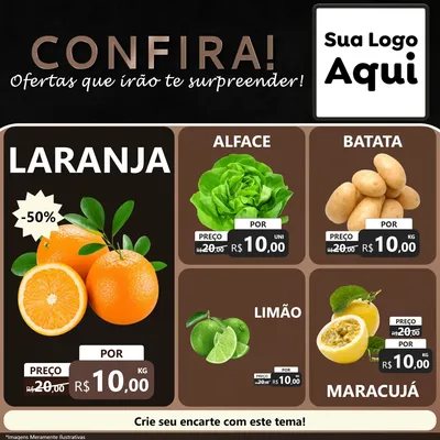 Modelo de Rede Social para Feed Facebook com o tema Confira! Ofertas que irão te surpreender! para Hortifrúti