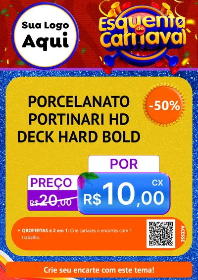 Modelo de Cartaz para Cartaz A4 Vertical com o tema Esquenta de Carnaval para Pisos e revestimentos