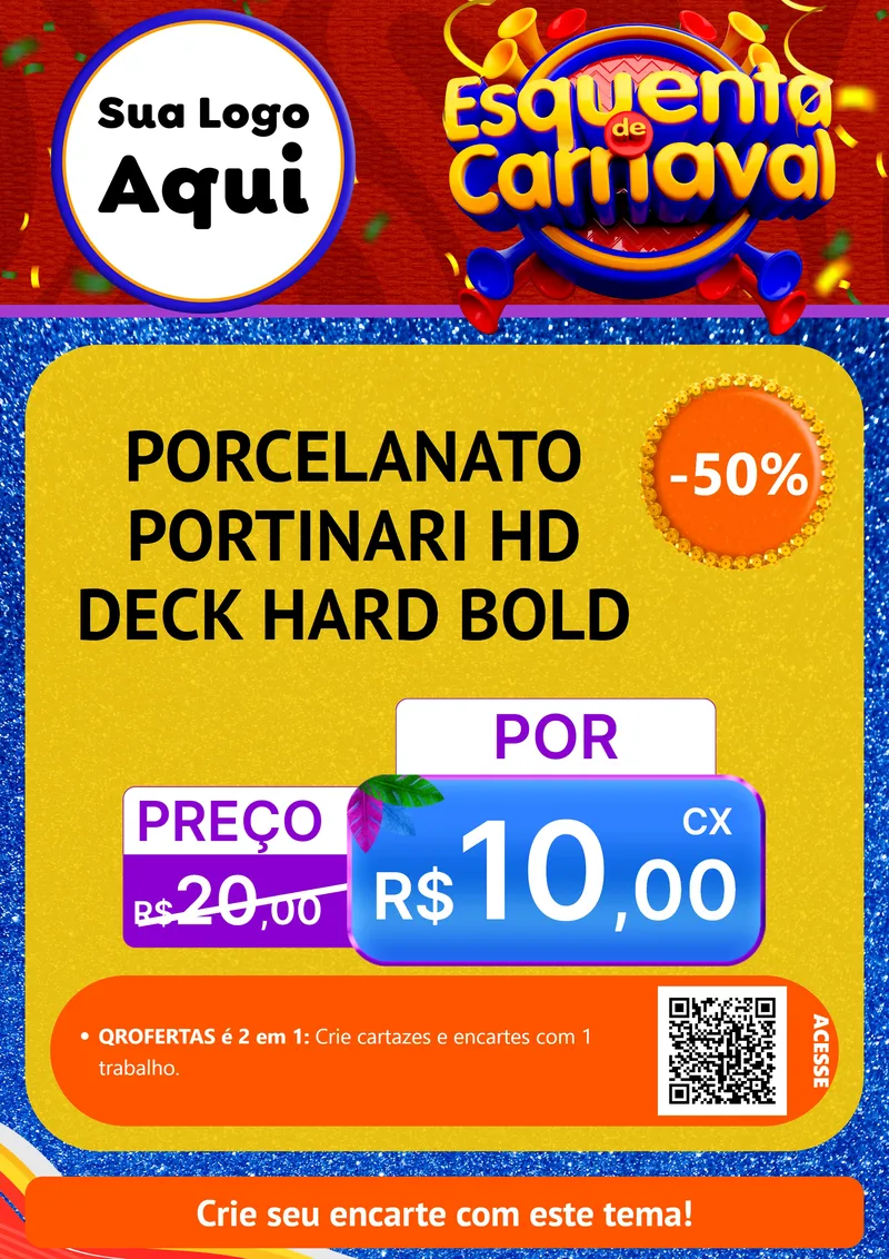 Modelo de Cartaz para Cartaz A4 Vertical com o tema Esquenta de Carnaval para Pisos e revestimentos