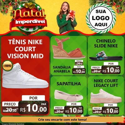 Modelo de Rede Social para Feed Facebook com o tema Natal Imperdível para Calçados