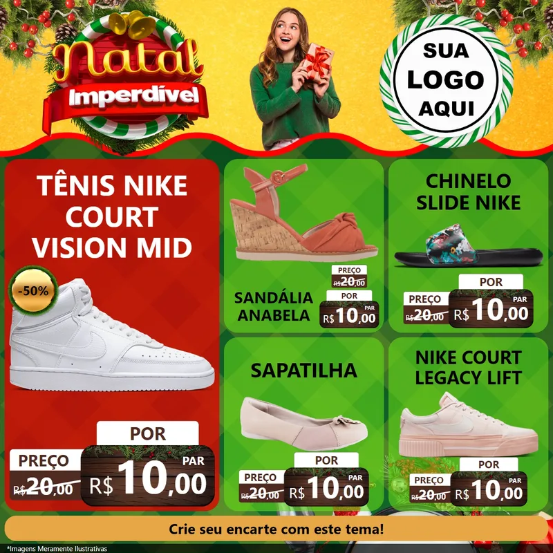 Modelo de Rede Social para Feed Facebook com o tema Natal Imperdível para Calçados