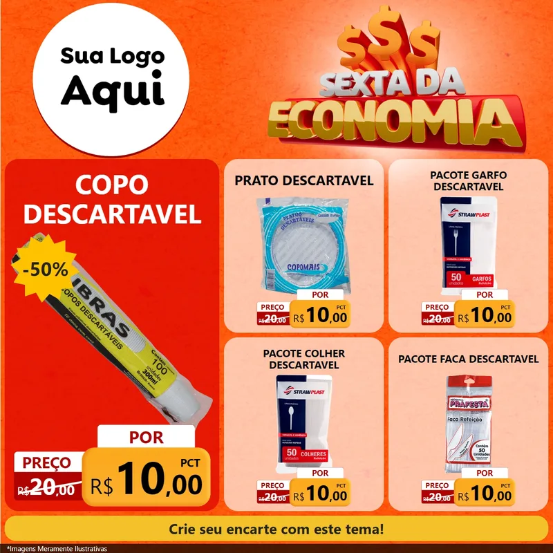 Modelo de Rede Social para Feed Facebook com o tema Sexta da Economia para Embalagens