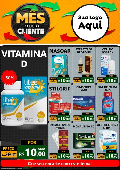 Modelo de Encarte para Encarte A4 Vertical com o tema Mês do Cliente para Farmácia