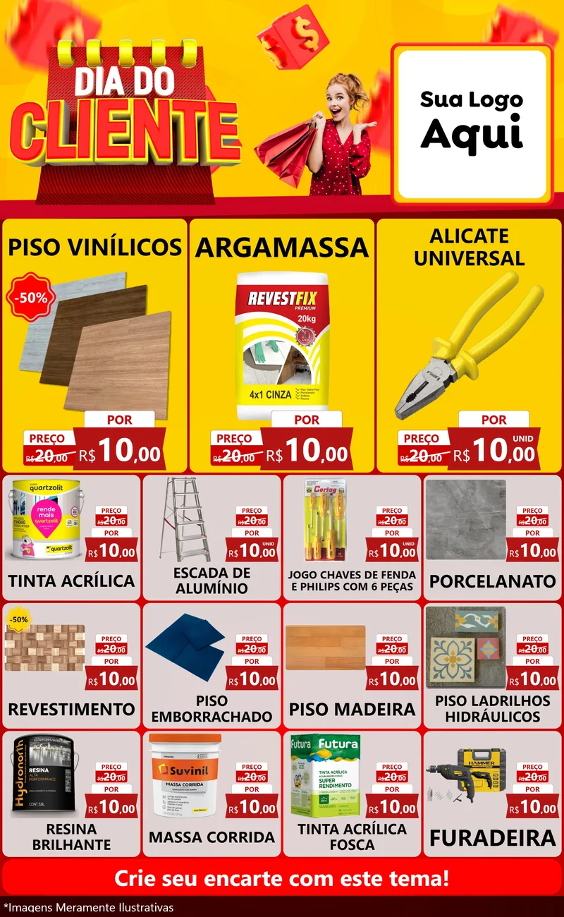 Modelo de Encarte para Encarte Grande com o tema Dia do Cliente para Material para Construção
