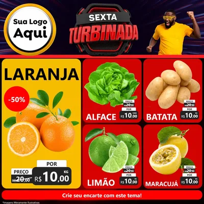 Modelo de Rede Social para Feed Facebook com o tema Sexta Turbinada para Hortifrúti