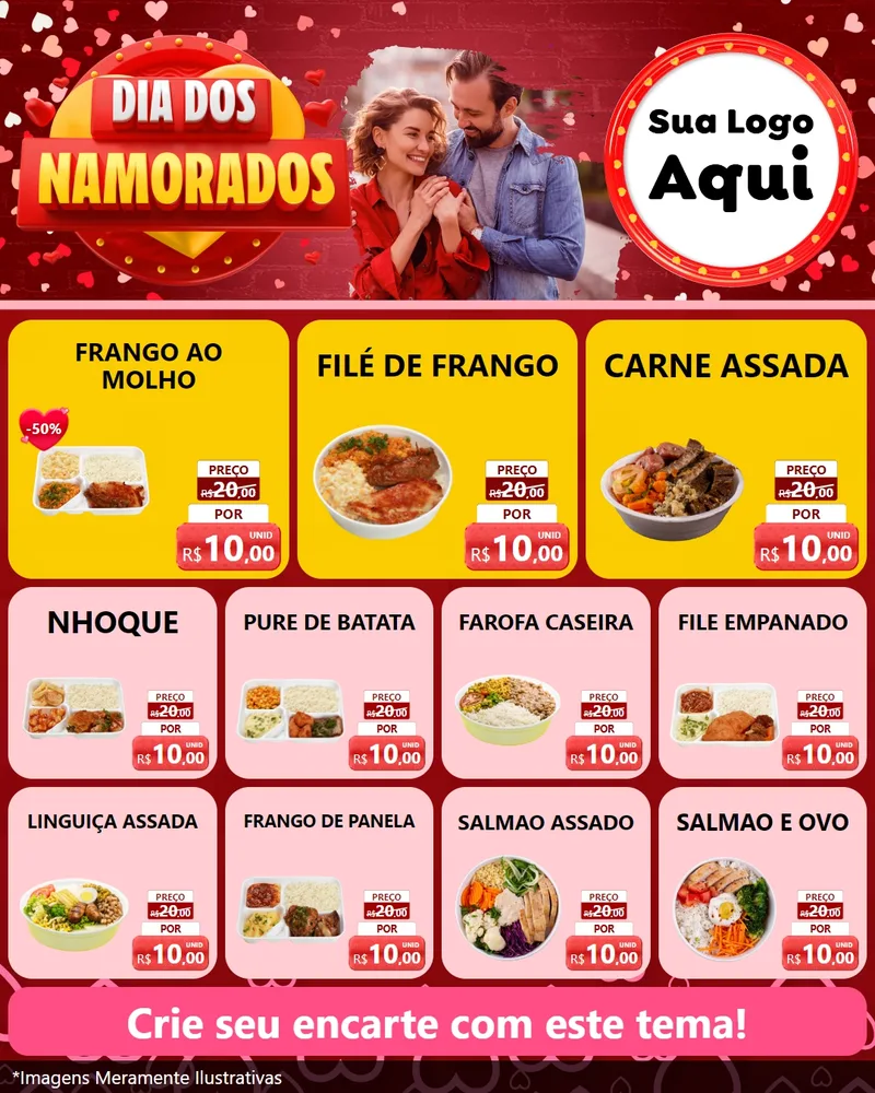 Modelo de Rede Social para Feed Instagram com o tema Dia Dos Namorados para Restaurante