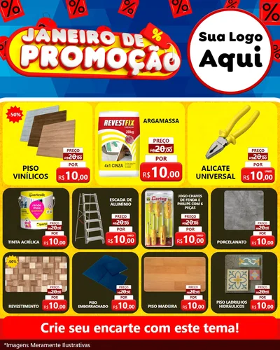 Modelo de Rede Social para Feed Instagram com o tema Janeiro de Promoção para Material para Construção