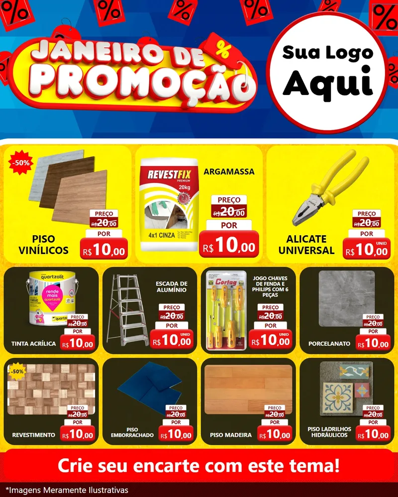 Modelo de Rede Social para Feed Instagram com o tema Janeiro de Promoção para Material para Construção