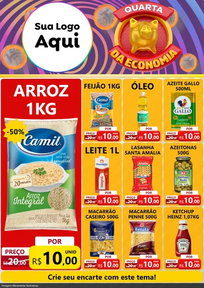 Modelo de Encarte para Encarte A4 Vertical com o tema Quarta da Economia para Supermercado