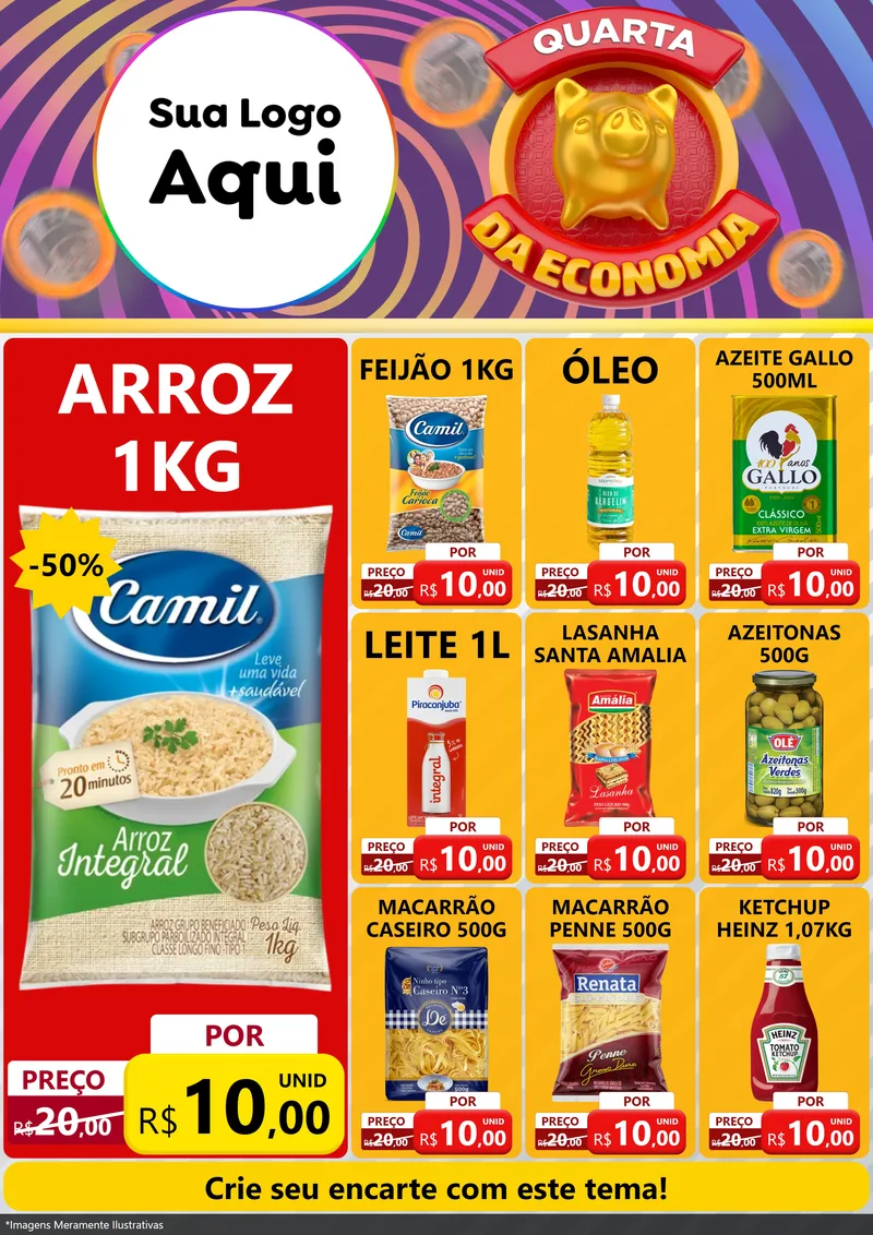 Modelo de Encarte para Encarte A4 Vertical com o tema Quarta da Economia para Supermercado