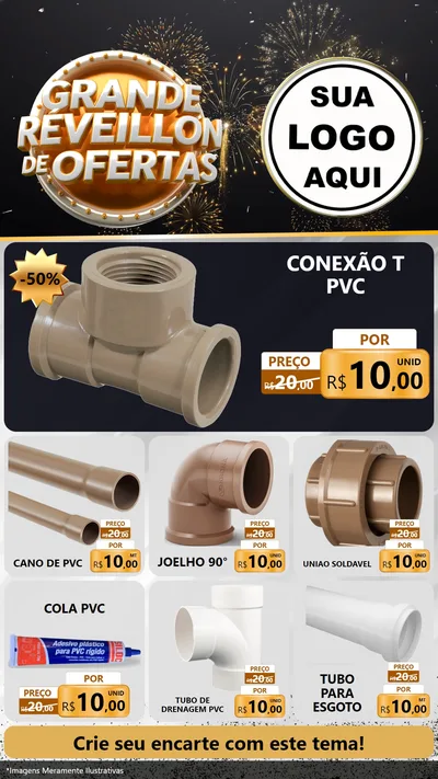 Modelo de Rede Social para Stories com o tema Grande Réveillon de Ofertas para Tubos e conexões