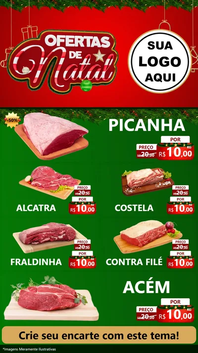 Modelo de TV para TV Vertical com o tema Ofertas de Natal para Açougue