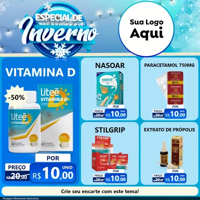 Modelo de Rede Social para Feed Facebook com o tema Especial de Inverno para Farmácia
