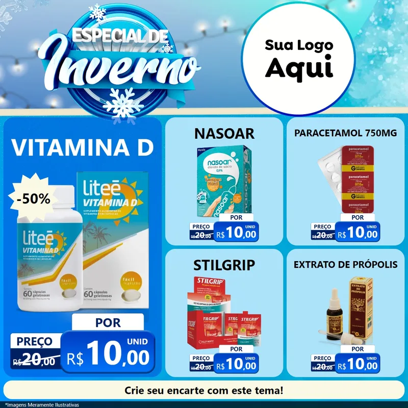 Modelo de Rede Social para Feed Facebook com o tema Especial de Inverno para Farmácia