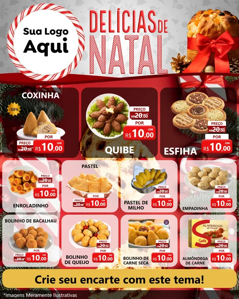 Modelo de Rede Social para Feed Instagram com o tema Delícias de Natal para Salgadaria