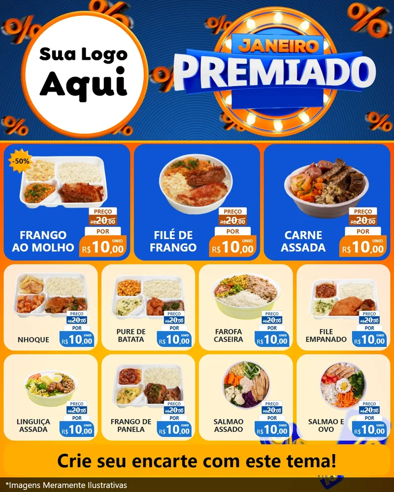 Modelo de Rede Social para Feed Instagram com o tema Janeiro Premiado para Restaurante