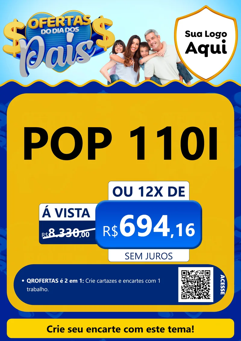 Modelo de Cartaz para Cartaz A4 Vertical com o tema Ofertas do Dia dos Pais para Concessionaria de Motos
