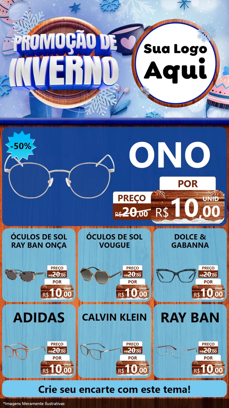 Modelo de Rede Social para Stories com o tema Promoção de Inverno para Óticas