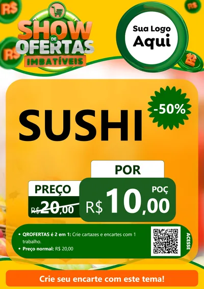 Modelo de Cartaz para Cartaz A4 Vertical com o tema Show de Ofertas Imbatíveis para Comida japonesa