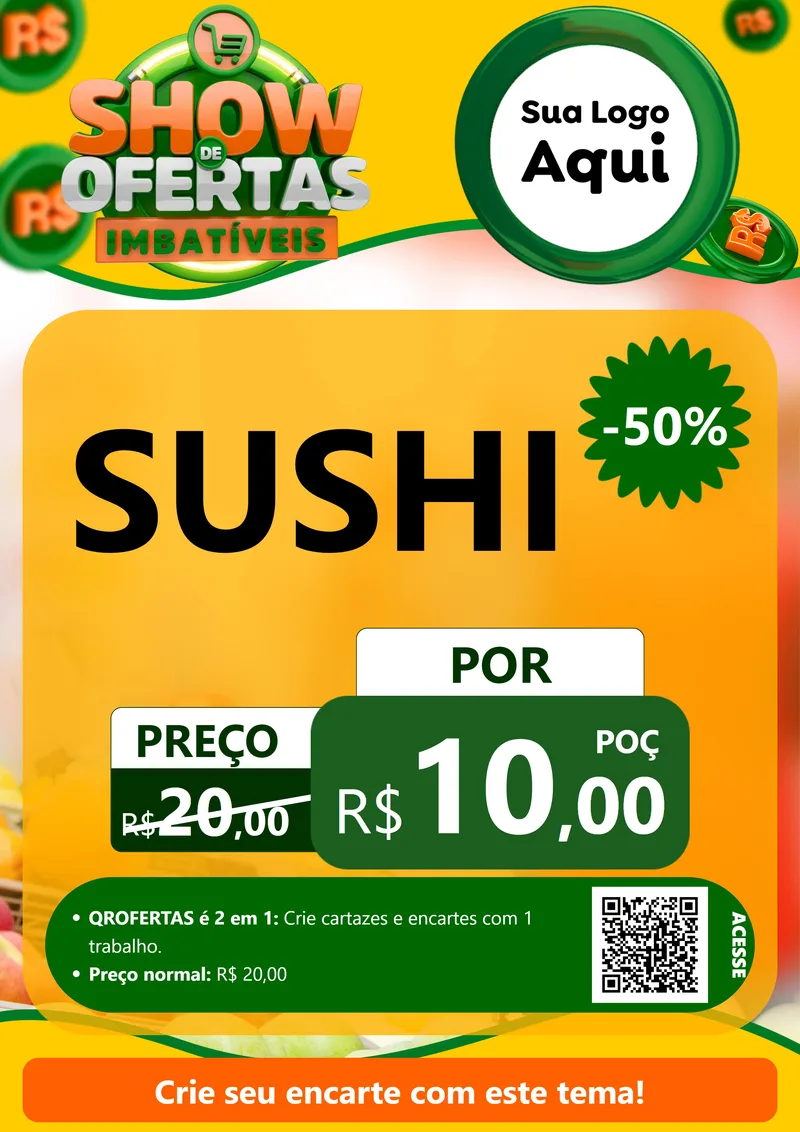 Modelo de Cartaz para Cartaz A4 Vertical com o tema Show de Ofertas Imbatíveis para Comida japonesa