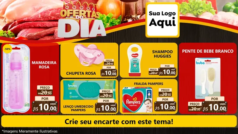 Modelo de TV para TV Horizontal com o tema Ofertas do Dia para Bebês