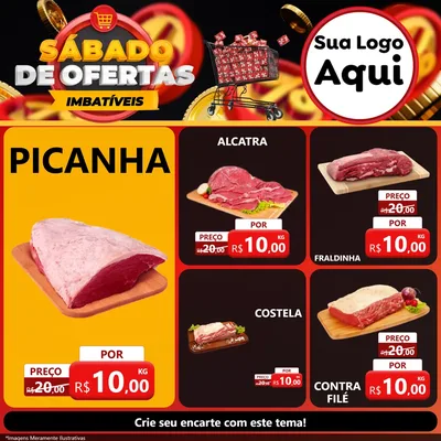 Modelo de Rede Social para Feed Facebook com o tema Sábado de Ofertas Imbatíveis para Açougue