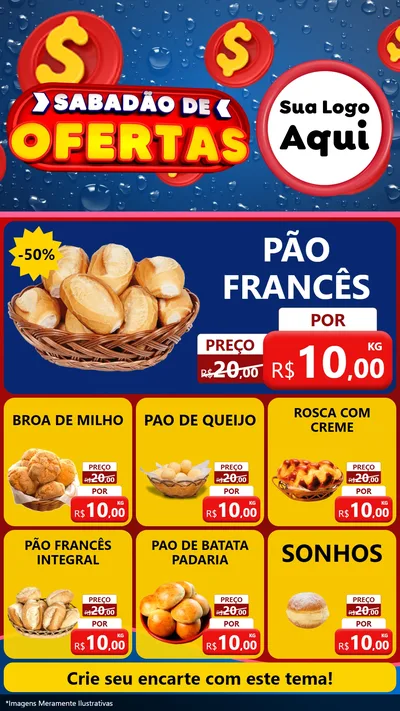 Modelo de Rede Social para Stories com o tema Sabadão de Ofertas para Padaria