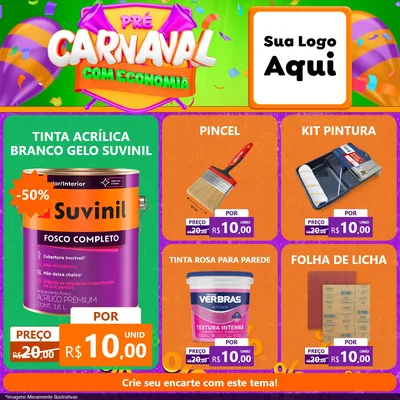 Modelo de Rede Social para Feed Facebook com o tema Pré-Carnaval Com Economia para Tintas e Ferramentas