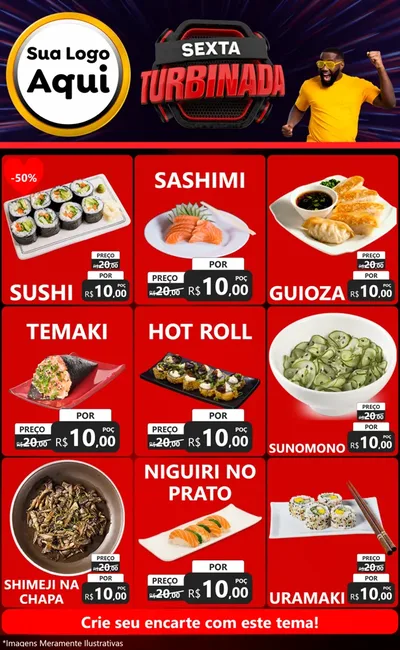 Modelo de Encarte para Encarte Grande com o tema Sexta Turbinada para Comida japonesa