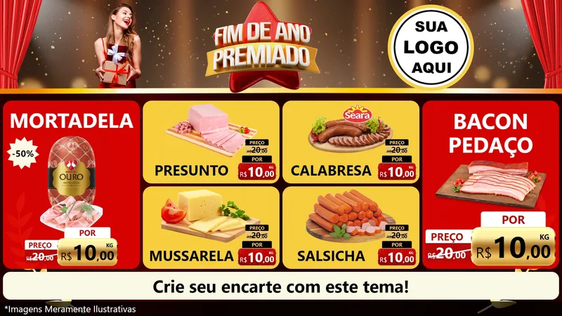 Modelo de TV para TV Horizontal com o tema Fim de Ano Premiado para Frios e Laticínios