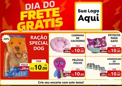 Modelo de Encarte para Encarte A4 Horizontal com o tema Dia do Frete Grátis para Pet Shop