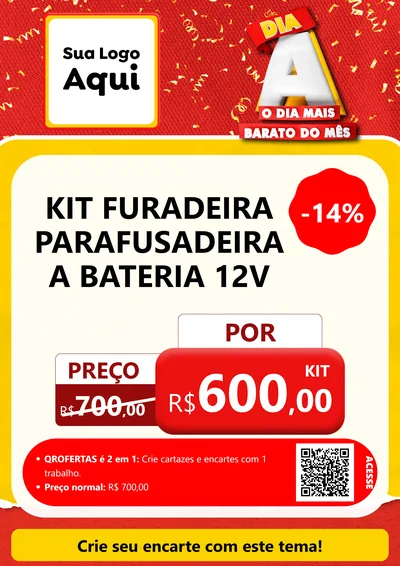 Modelo de Cartaz para Cartaz A4 Vertical com o tema Dia A o Dia Mais Barato do Mês para Maquinas e Ferramentas